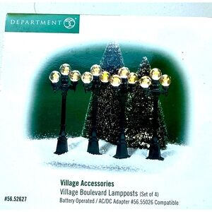 Department 56 “Village Boulevard Lamppost” Set of 4 ~ Retired in 2006, NWT